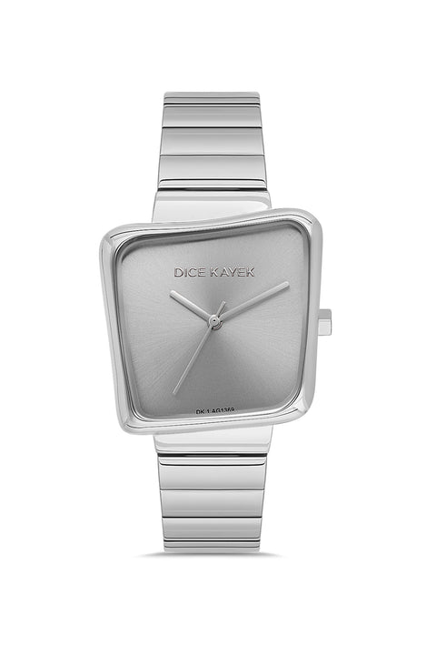 Dice Kayek AG1369.01 women's watch with silver dial, silver-tone case and stainless steel bracelet – front view