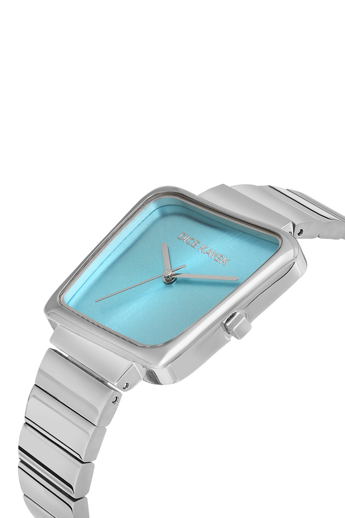 Dice Kayek AG1369.03 women's watch with light blue dial, silver-tone case and stainless steel bracelet – angled view