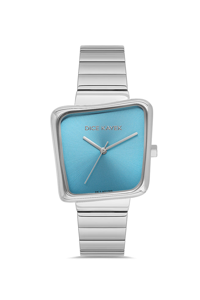 Dice Kayek AG1369.03 women's watch with light blue dial, silver-tone case and stainless steel bracelet – front view