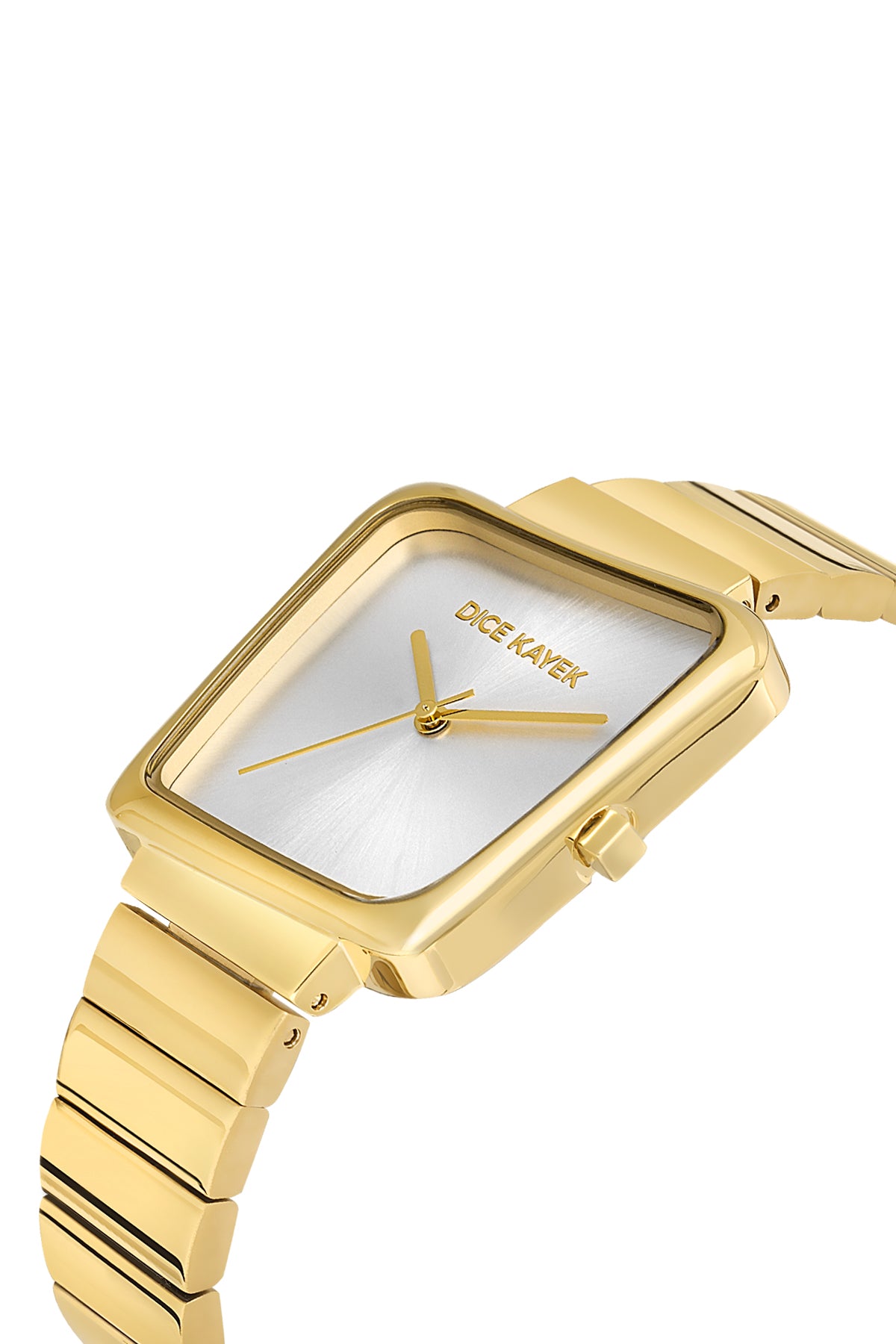 Dice Kayek AG1369.06 women's watch with silver dial, gold-tone case and stainless steel bracelet – angled view