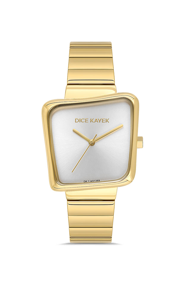 Dice Kayek AG1369.06 women's watch with silver dial, gold-tone case and stainless steel bracelet – front view