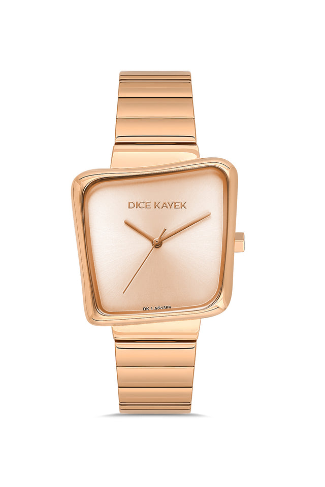 Dice Kayek AG1369.08 women's watch with rose dial, rose gold-tone case and stainless steel bracelet – front view