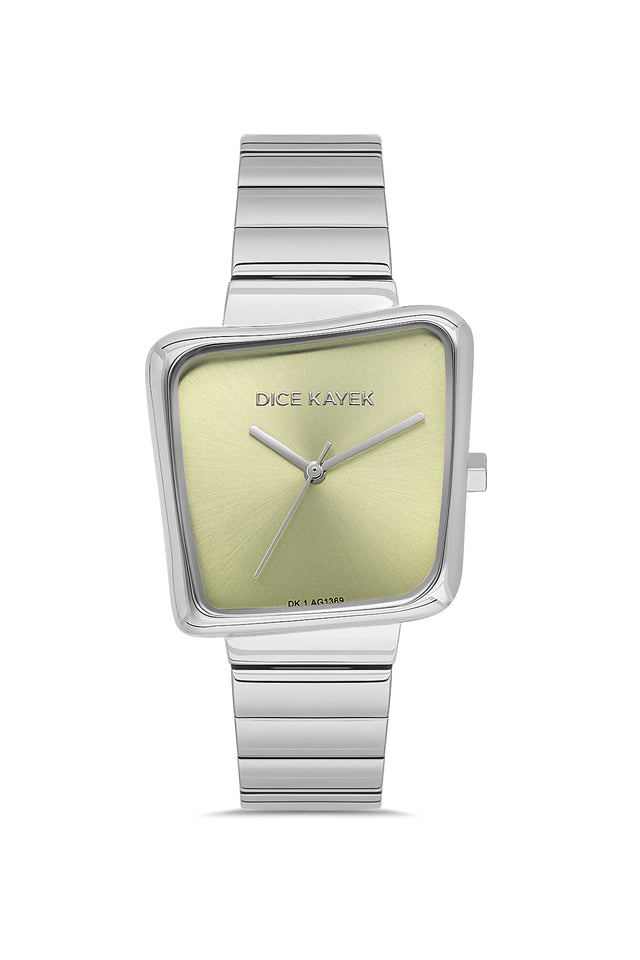 Dice Kayek AG1369.09 women's watch with light green dial, silver-tone case and stainless steel bracelet – front view