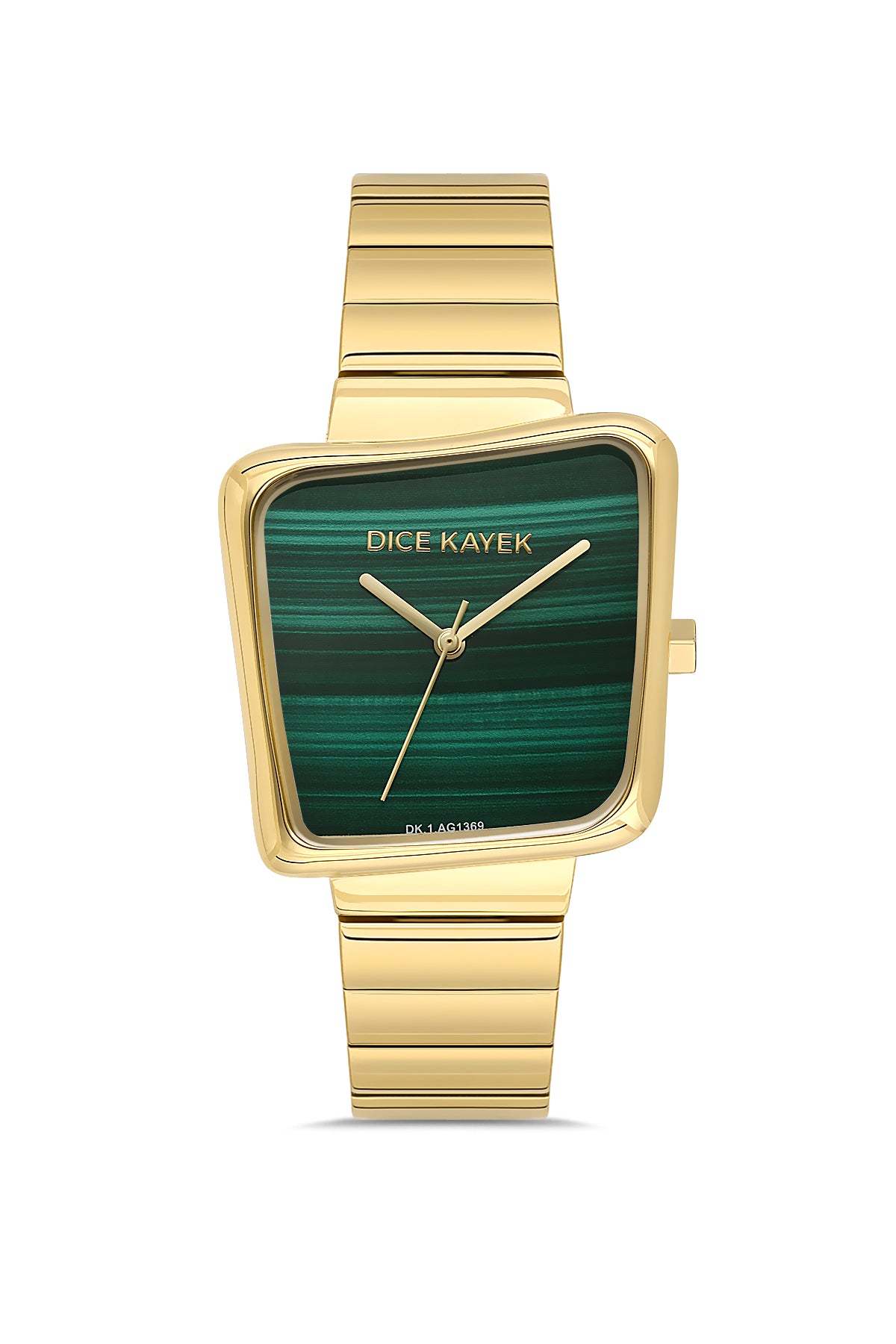 Dice Kayek AG1369.29 women's watch with green dial, gold-tone case and stainless steel bracelet – front view