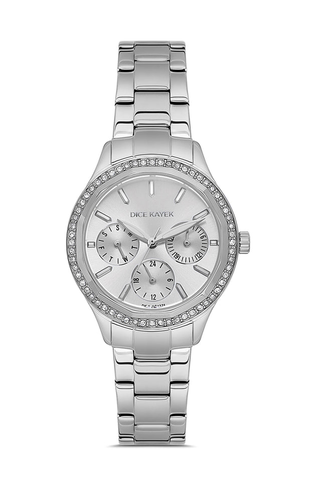 Dice Kayek AG1375.01 women's watch with silver dial, silver-tone case and stainless steel bracelet – front view