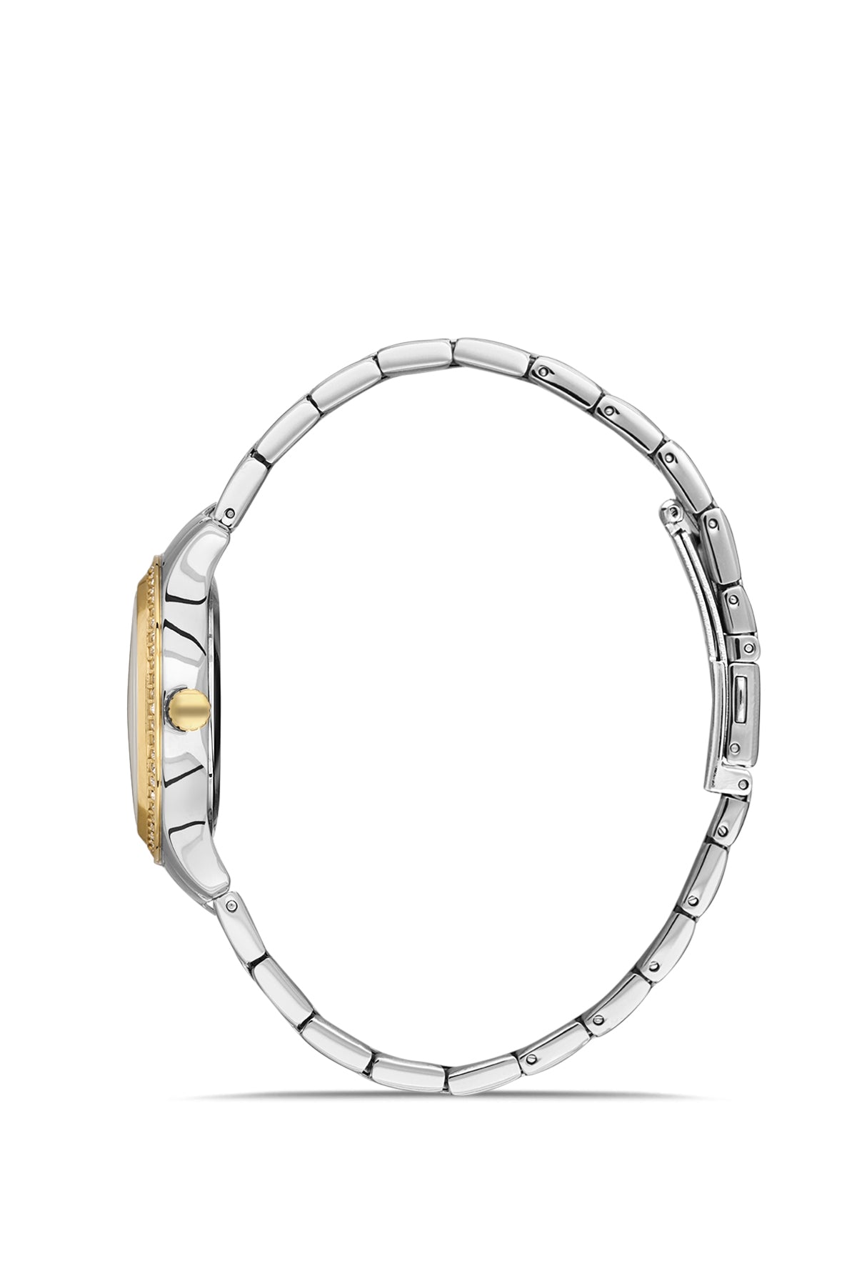 Dice Kayek AG1375.05 women's watch with green dial, two-tone silver and gold case and stainless steel bracelet – side view