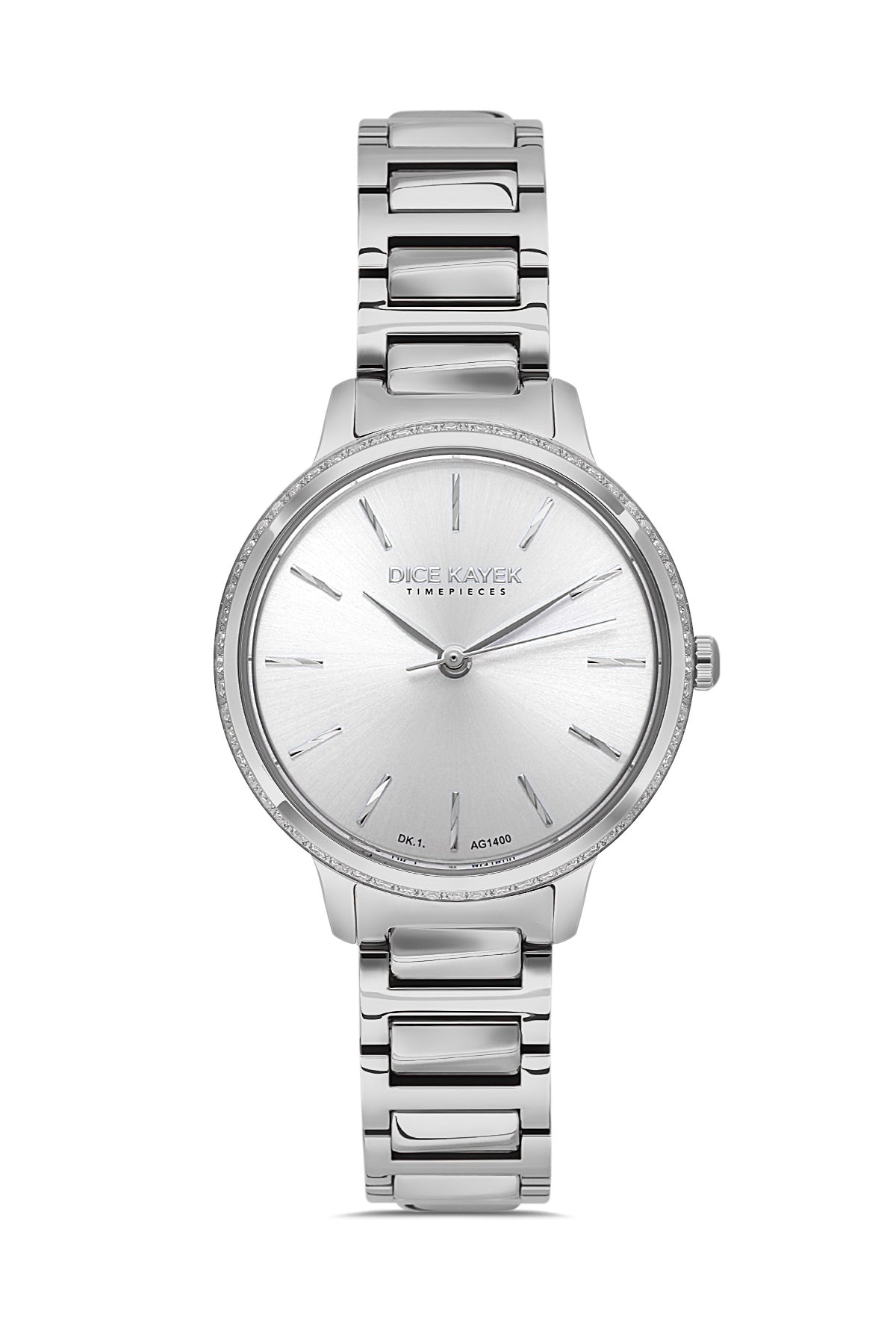 Dice Kayek AG1400.01 women's watch with silver dial, silver-tone case and stainless steel bracelet – front view