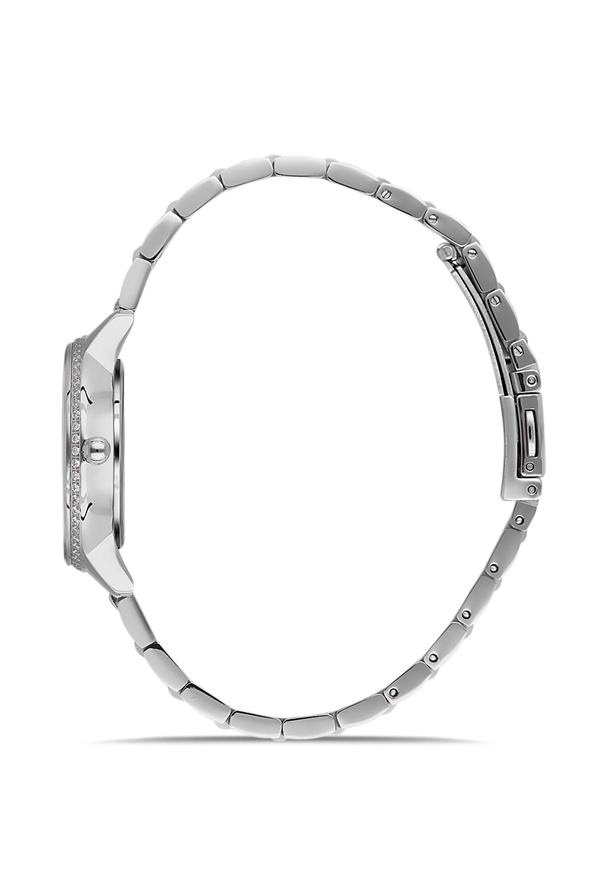 Dice Kayek AG1400.01 women's watch with silver dial, silver-tone case and stainless steel bracelet – side view