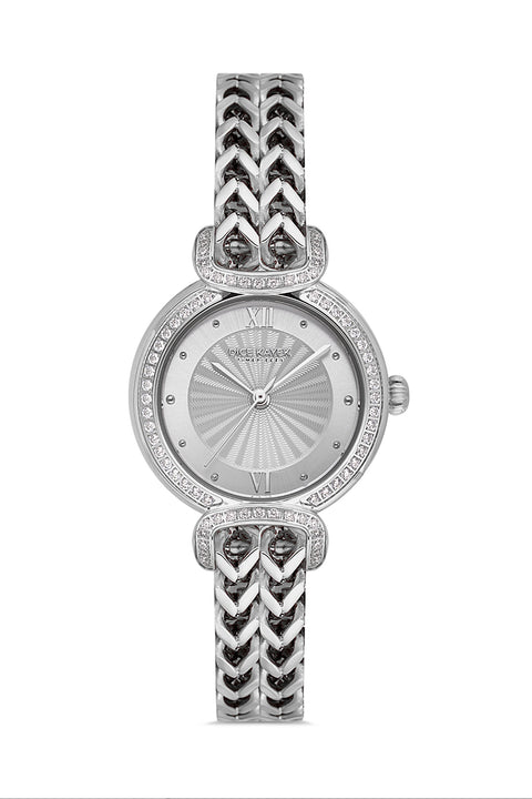 Dice Kayek AG1411.01 women's watch with silver dial, silver-tone case and stainless steel bracelet – front view