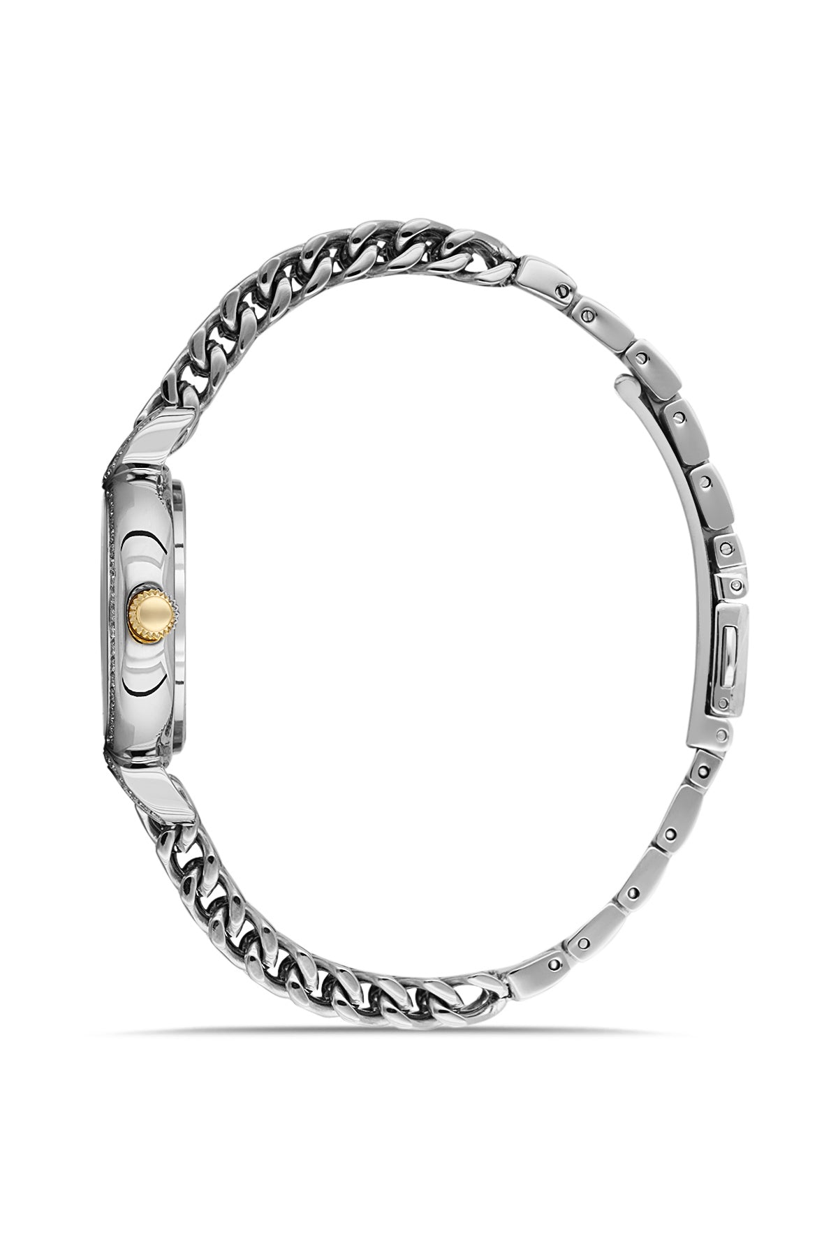 Dice Kayek AG1411.03 women's watch with silver dial, two-tone silver and gold case and stainless steel bracelet – side view