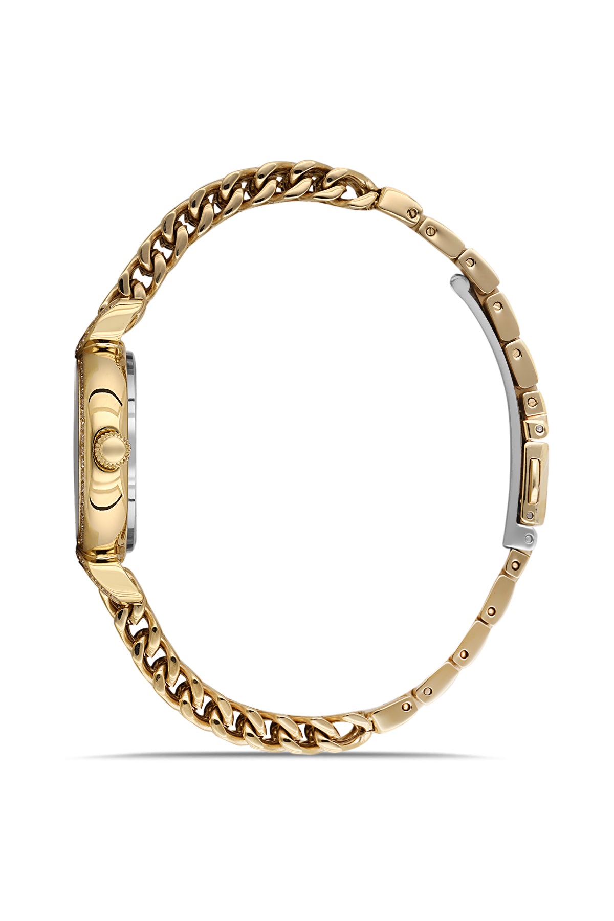Dice Kayek AG1411.04 women's watch with silver dial, gold-tone case and stainless steel bracelet – side view
