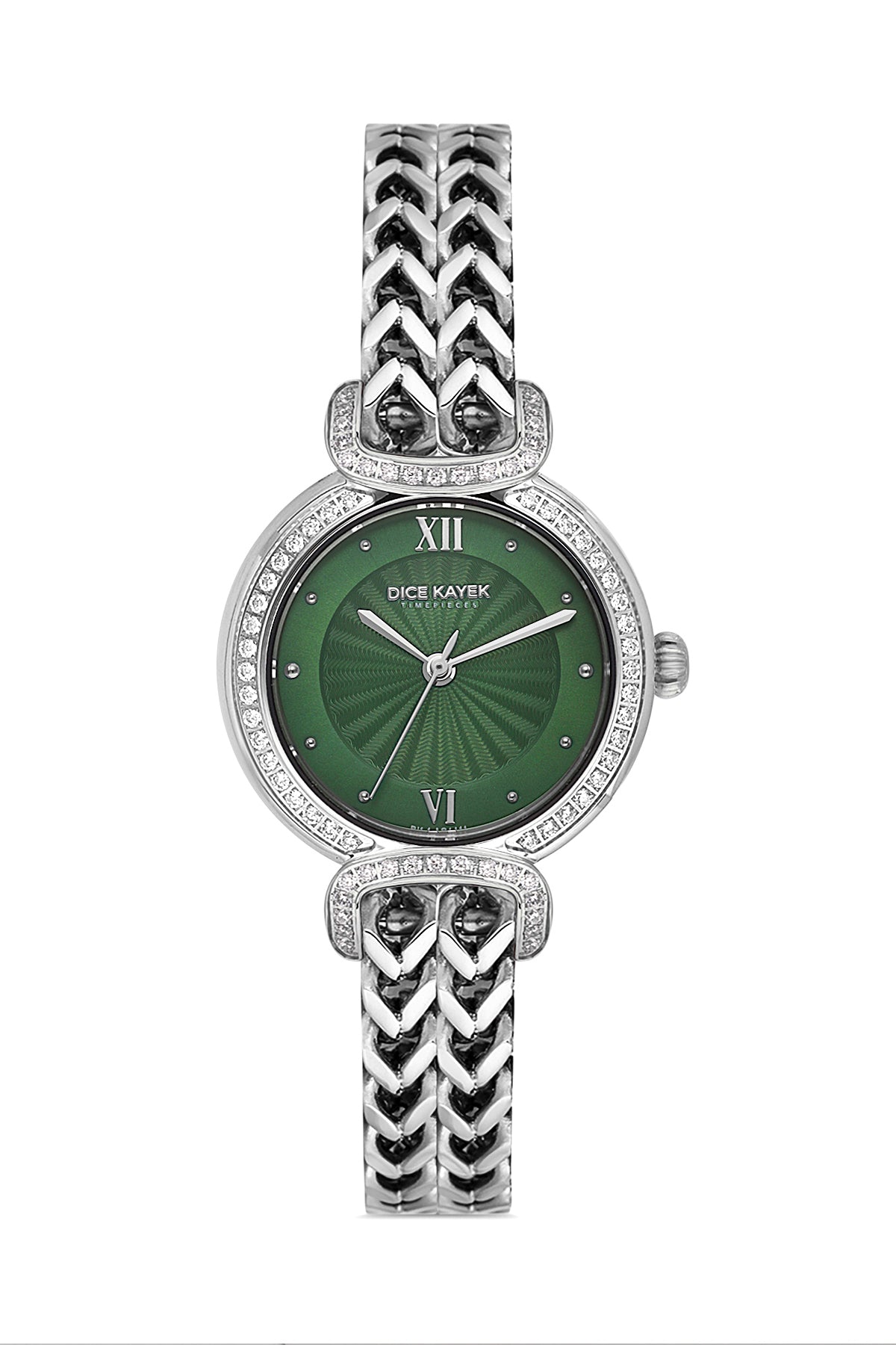 Dice Kayek AG1411.19 women's watch with green dial, silver-tone case and stainless steel bracelet – front view