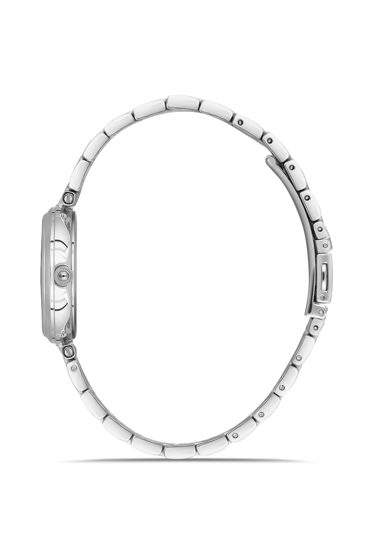 Dice Kayek AG1413.01 women's watch with silver dial, silver-tone case and stainless steel bracelet – side view