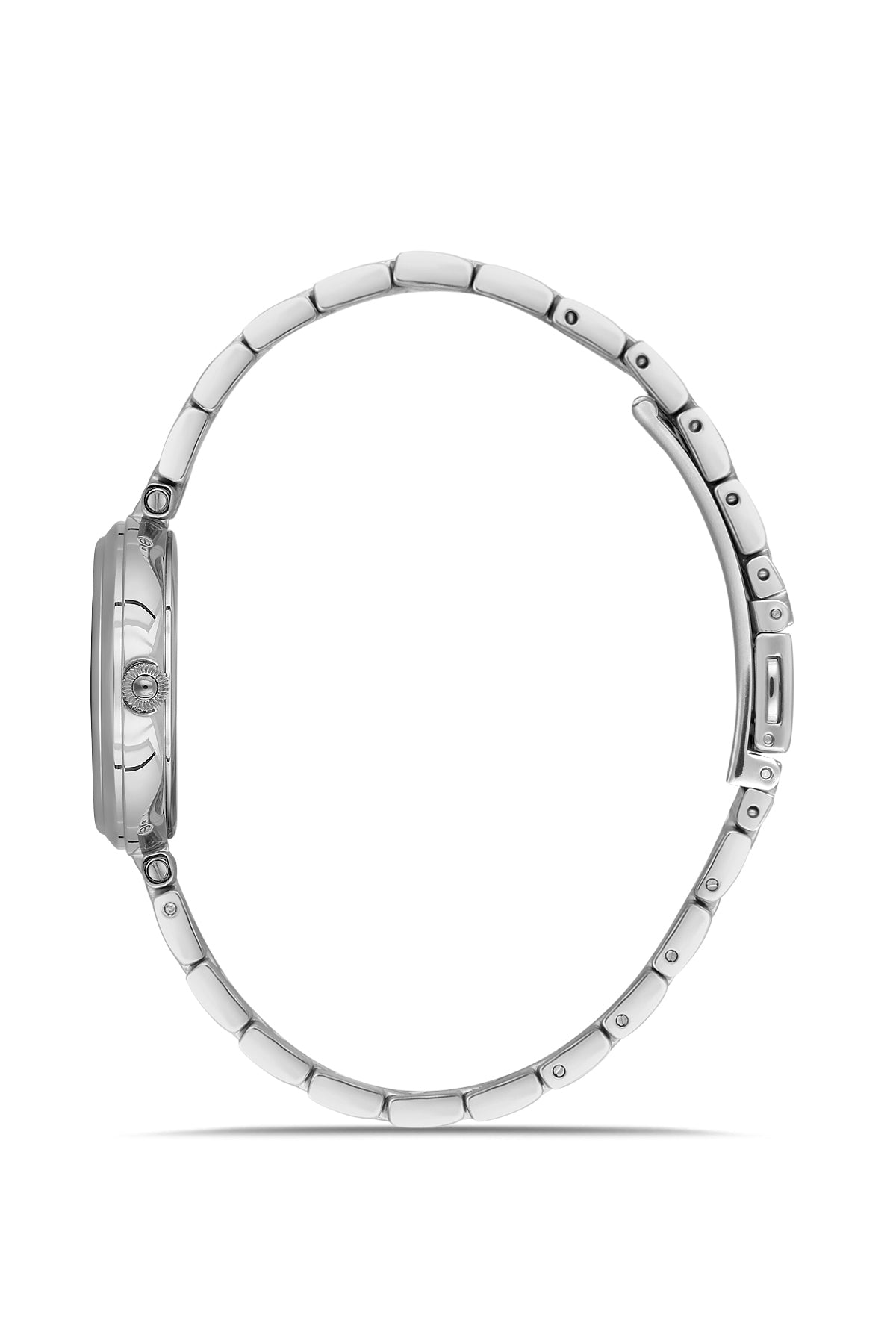 Dice Kayek AG1413.03 women's watch with black dial, silver-tone case and stainless steel bracelet – side view