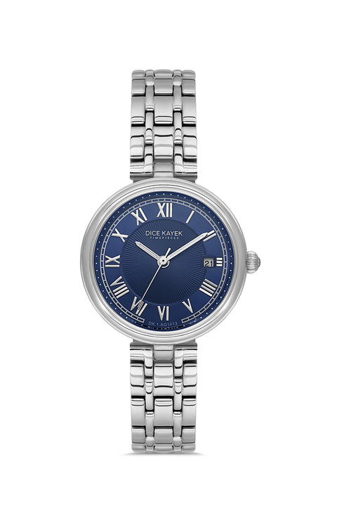 Dice Kayek AG1413.04 women's watch with blue dial, silver-tone case and stainless steel bracelet – front view