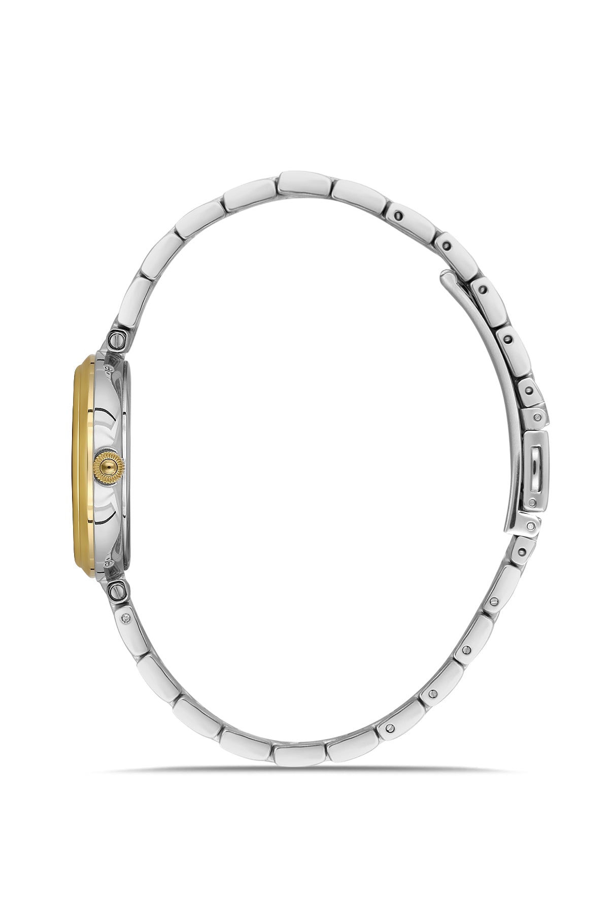 Dice Kayek AG1413.05 women's watch with silver dial, two-tone silver and gold case and stainless steel bracelet – side view