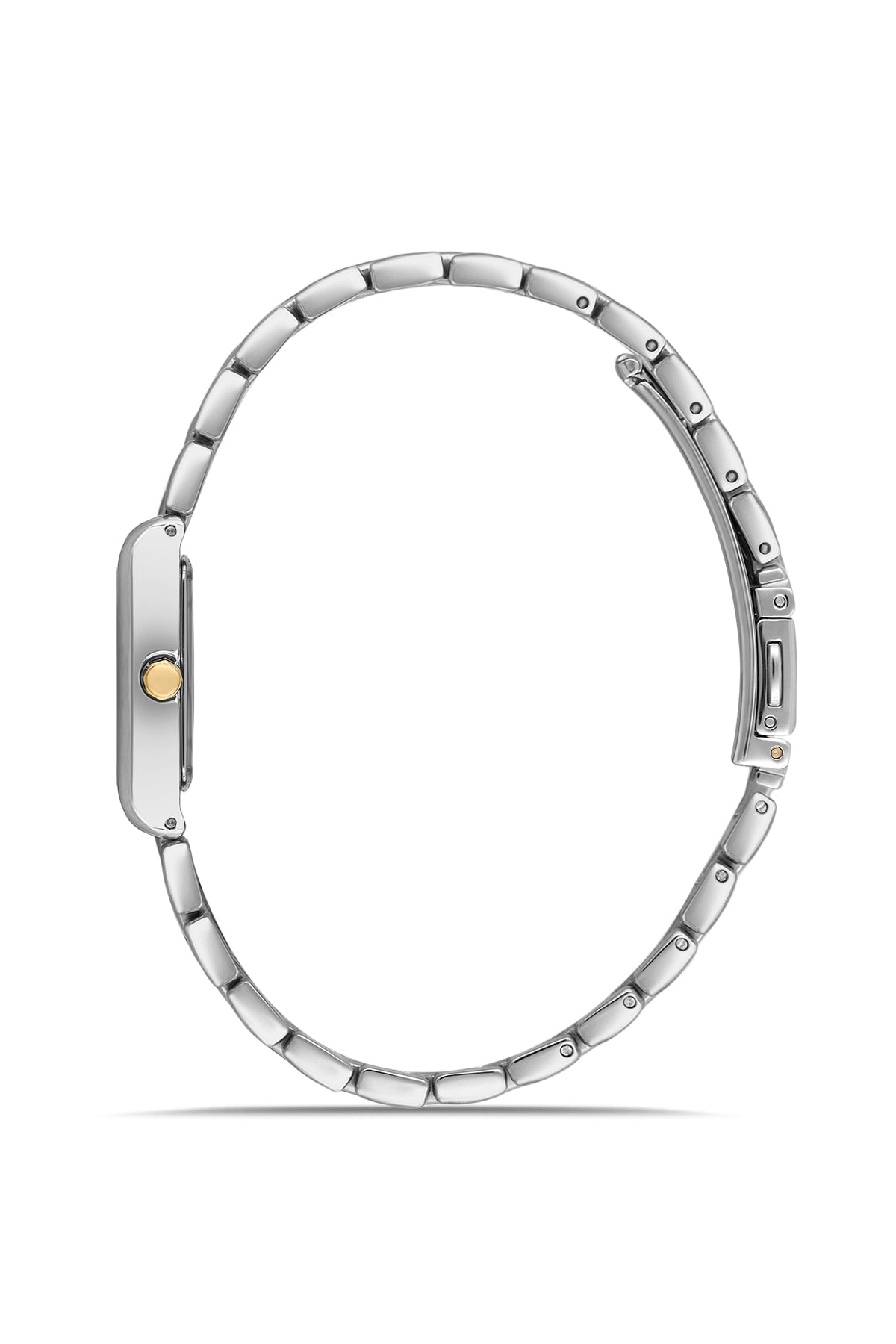 Dice Kayek AG1418.02 women's watch with silver dial, two-tone silver and gold case and stainless steel bracelet – side view