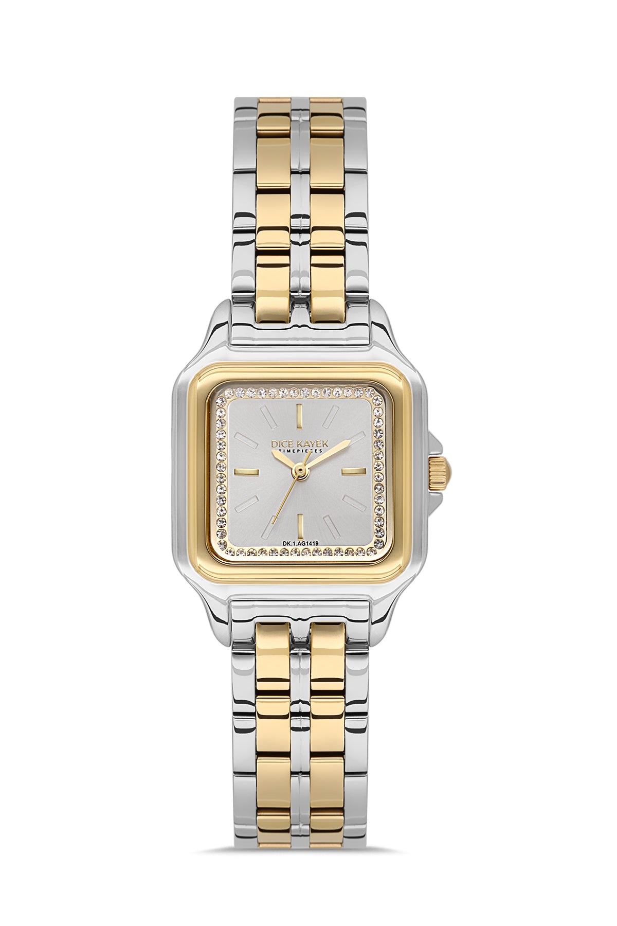 Dice Kayek AG1419.03 women's watch with silver dial, two-tone silver and gold case and stainless steel bracelet – front view