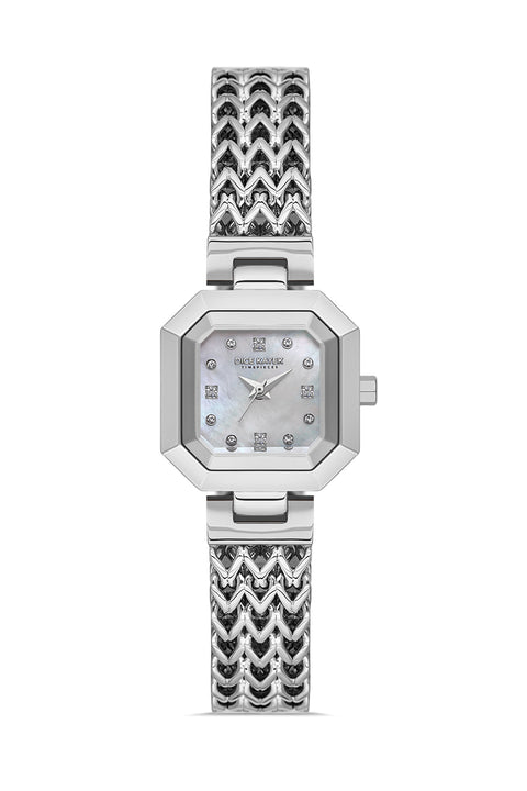 Dice Kayek AG1423.01 women's watch with white mother-of-pearl dial, silver-tone case and stainless steel bracelet – front view