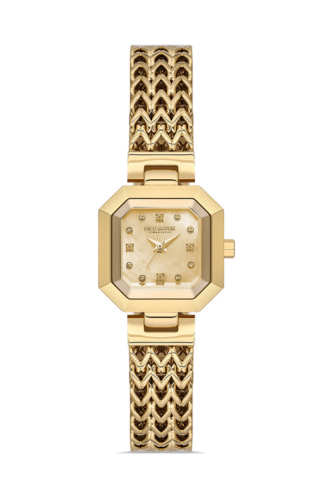Dice Kayek AG1423.06 women's watch with gold mother-of-pearl dial, gold-tone case and stainless steel bracelet – front view