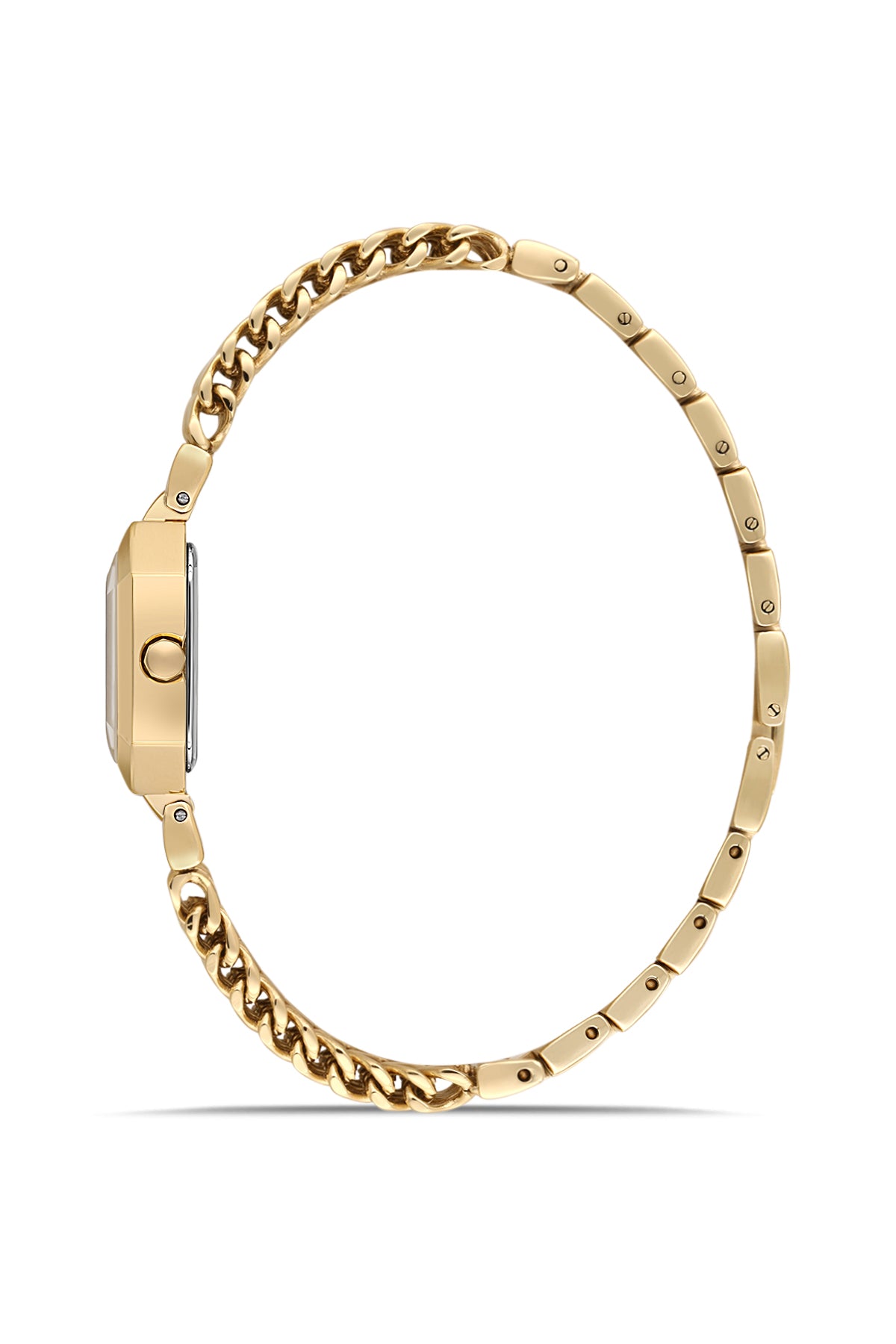 Dice Kayek AG1423.07 women's watch with green mother-of-pearl dial, gold-tone case and stainless steel bracelet – side view
