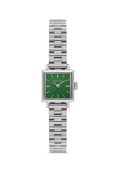 Dice Kayek AG1428.19 women's watch with green dial, silver-tone case and stainless steel bracelet – front view