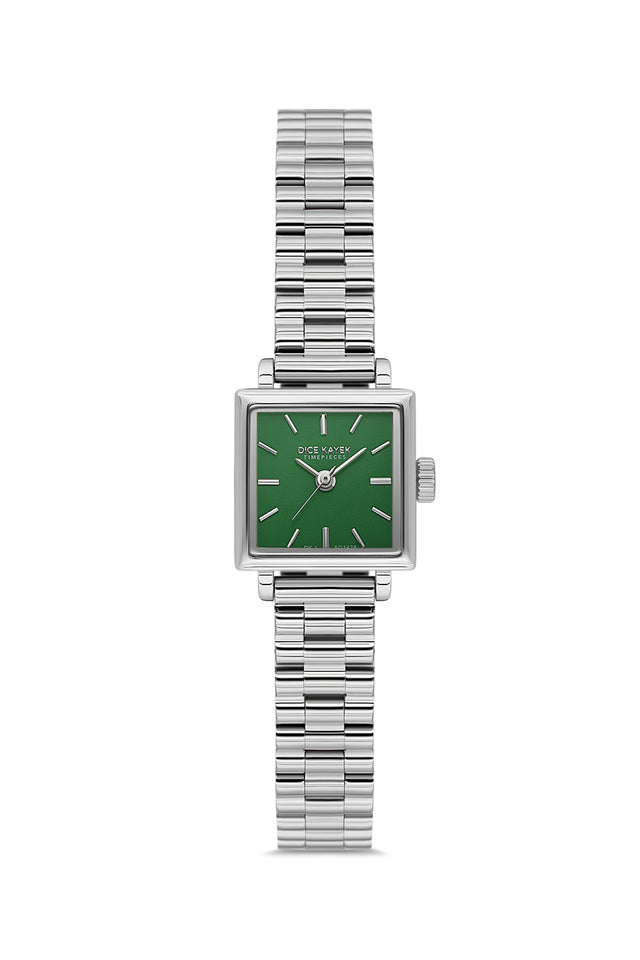 Dice Kayek AG1428.19 women's watch with green dial, silver-tone case and stainless steel bracelet – front view