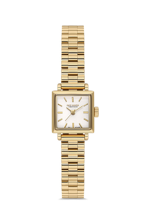 Dice Kayek AG1428.20 women's watch with silver dial, gold-tone case and stainless steel bracelet – front view