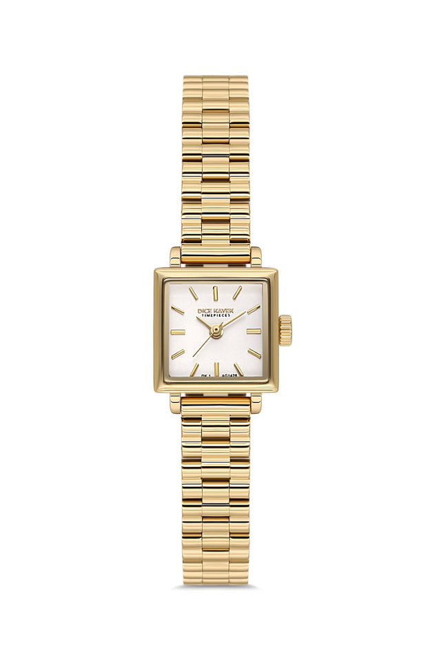 Dice Kayek AG1428.20 women's watch with silver dial, gold-tone case and stainless steel bracelet – front view