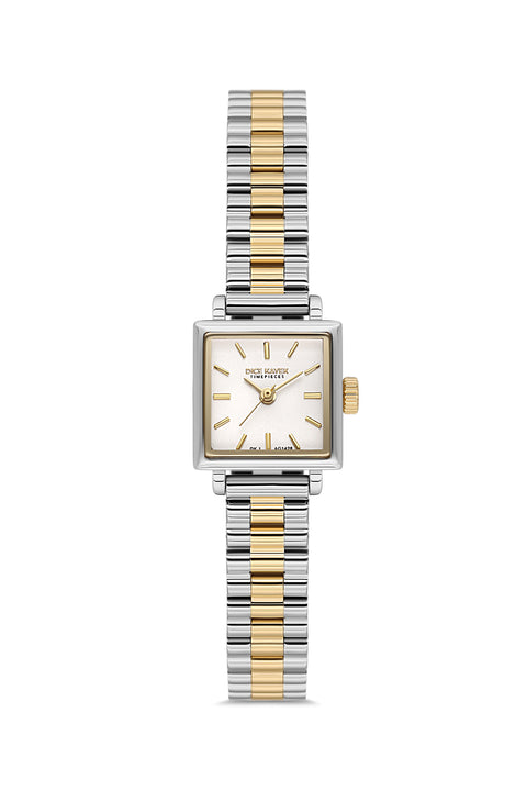 Dice Kayek AG1428.40 women's watch with silver dial, two-tone silver and gold case and stainless steel bracelet – front view