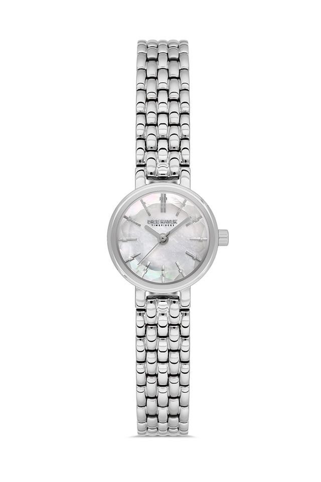 Dice Kayek AG1430.10 women's watch with white mother-of-pearl dial, silver-tone case and stainless steel bracelet – front view