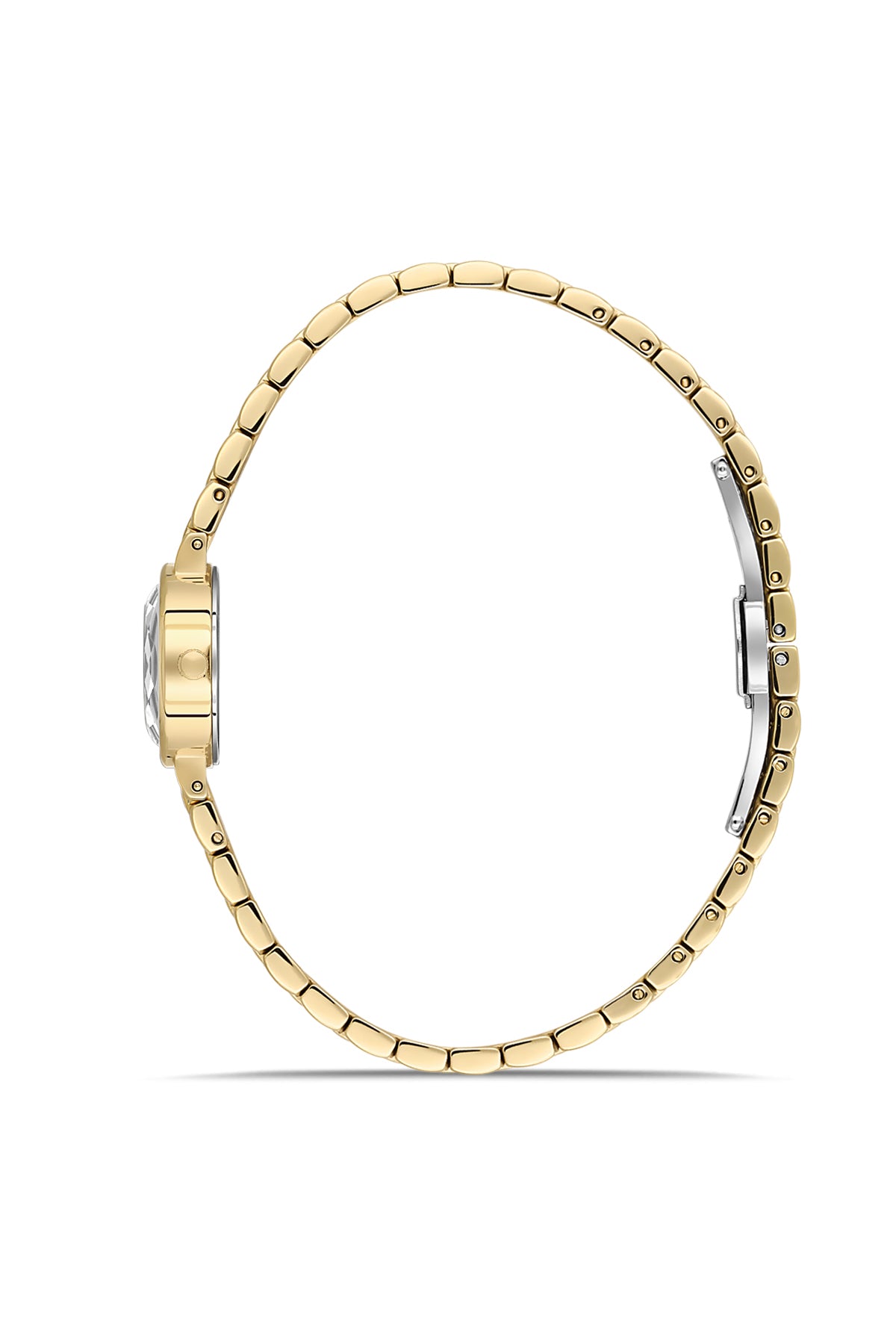 Dice Kayek AG1430.22 women's watch with black mother-of-pearl dial, gold-tone case and stainless steel bracelet – side view