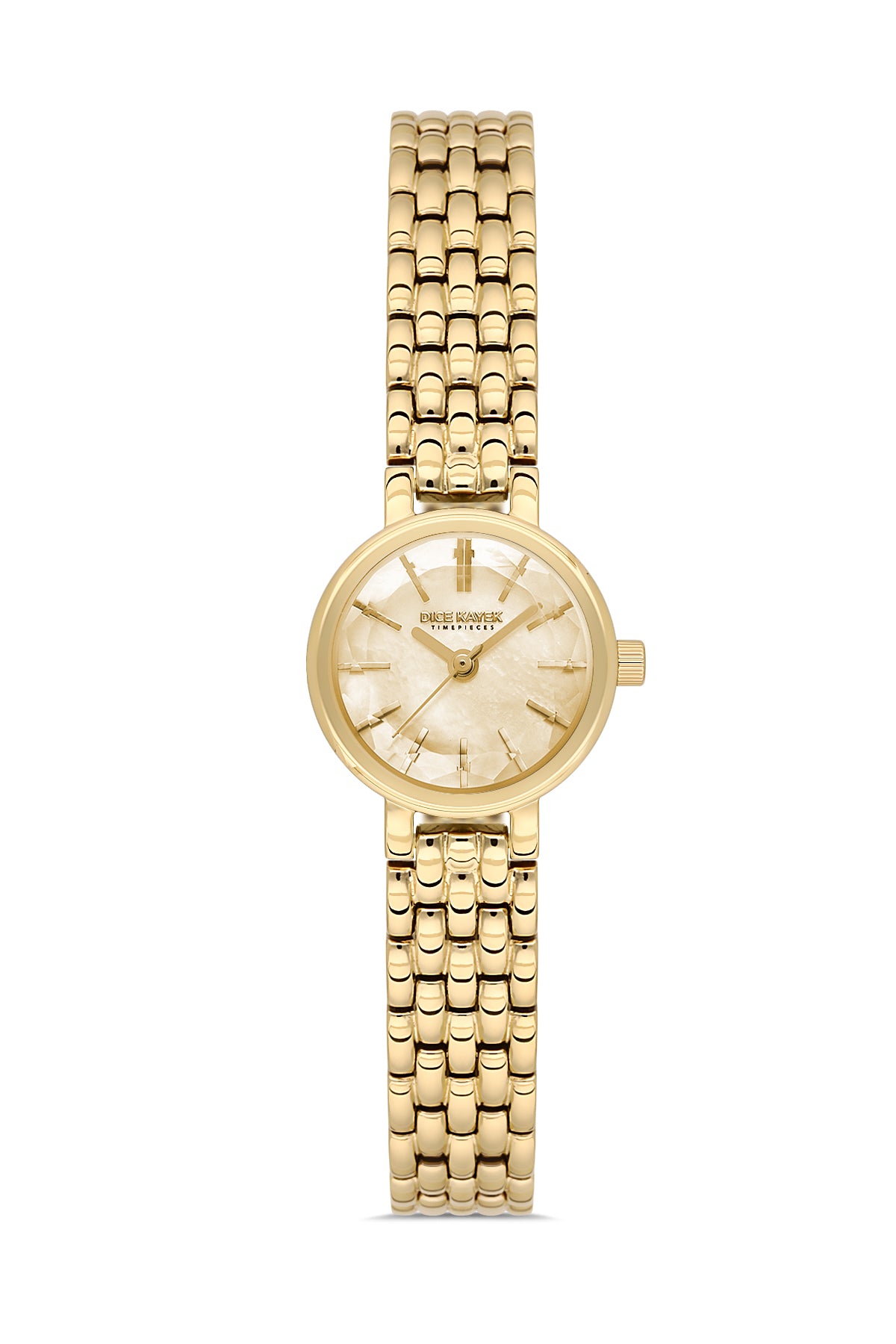 Dice Kayek AG1430.25 women's watch with gold mother-of-pearl dial, gold-tone case and stainless steel bracelet – front view