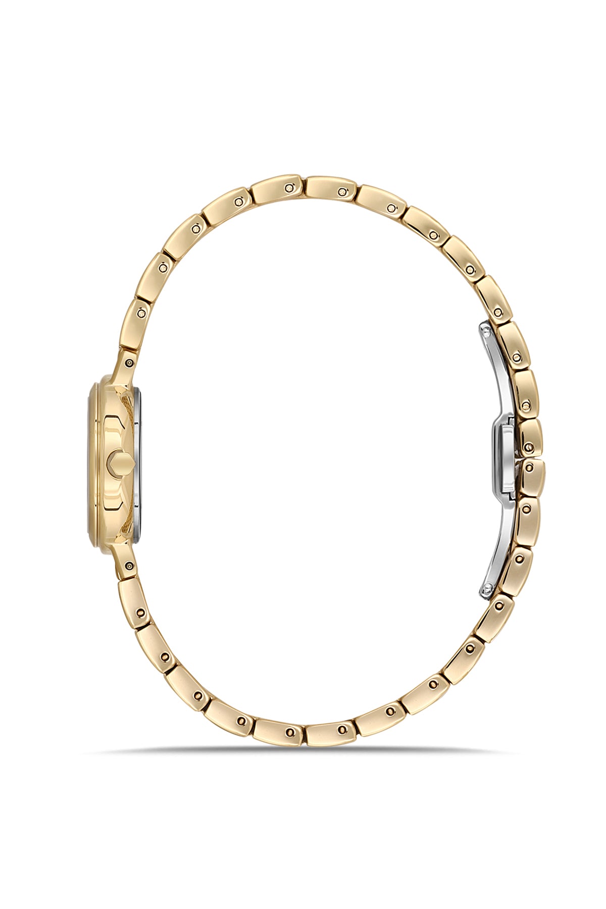 Dice Kayek AG1436.20 women's watch with silver dial, gold-tone case and stainless steel bracelet – side view