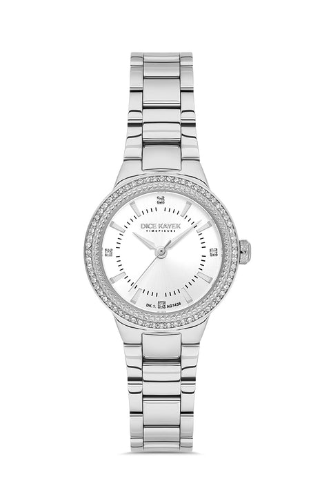 Dice Kayek AG1438.10 women's watch with silver dial, silver-tone case and stainless steel bracelet – front view