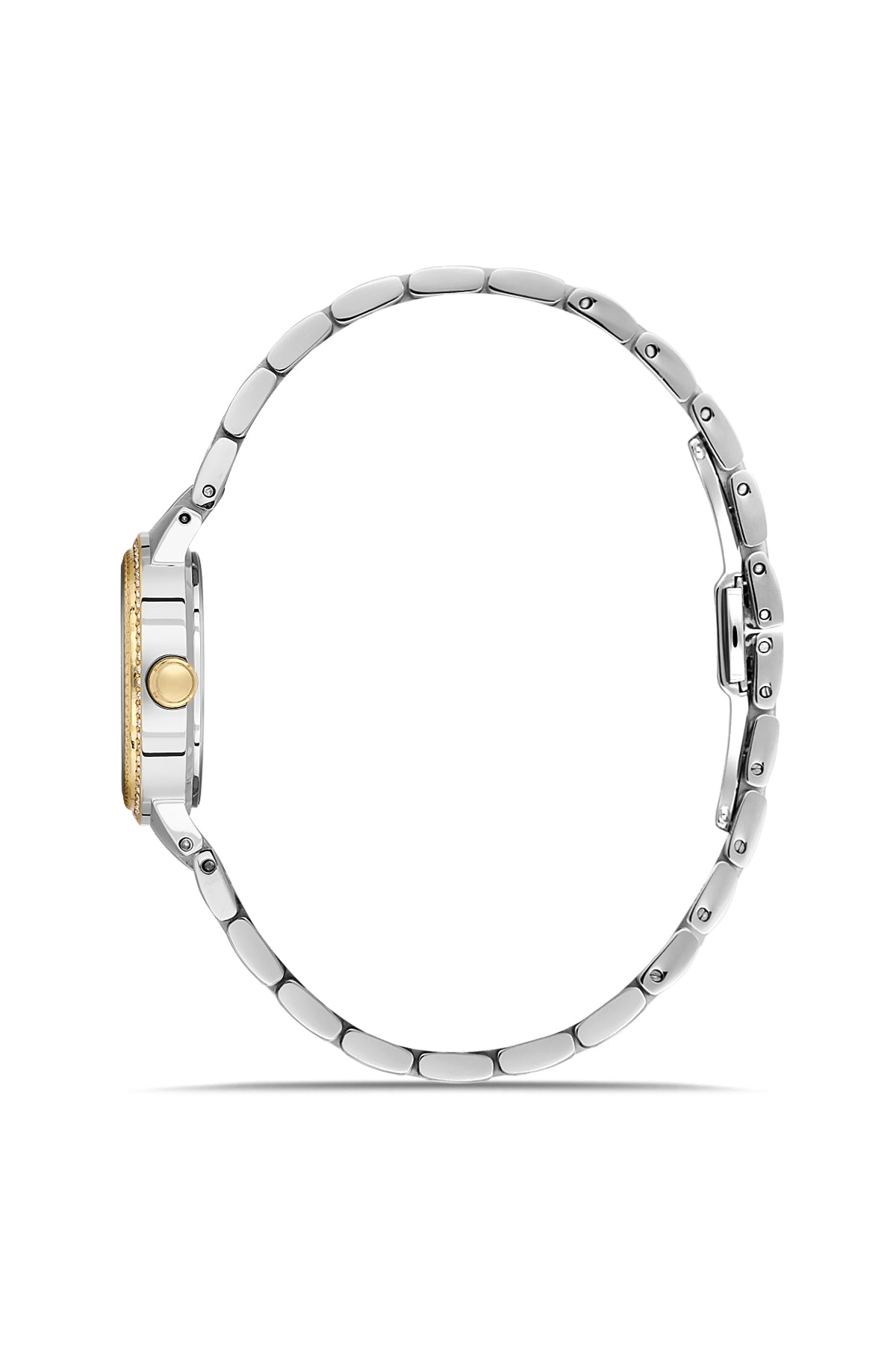 Dice Kayek AG1438.40 women's watch with silver dial, two-tone silver and gold case and stainless steel bracelet – side view