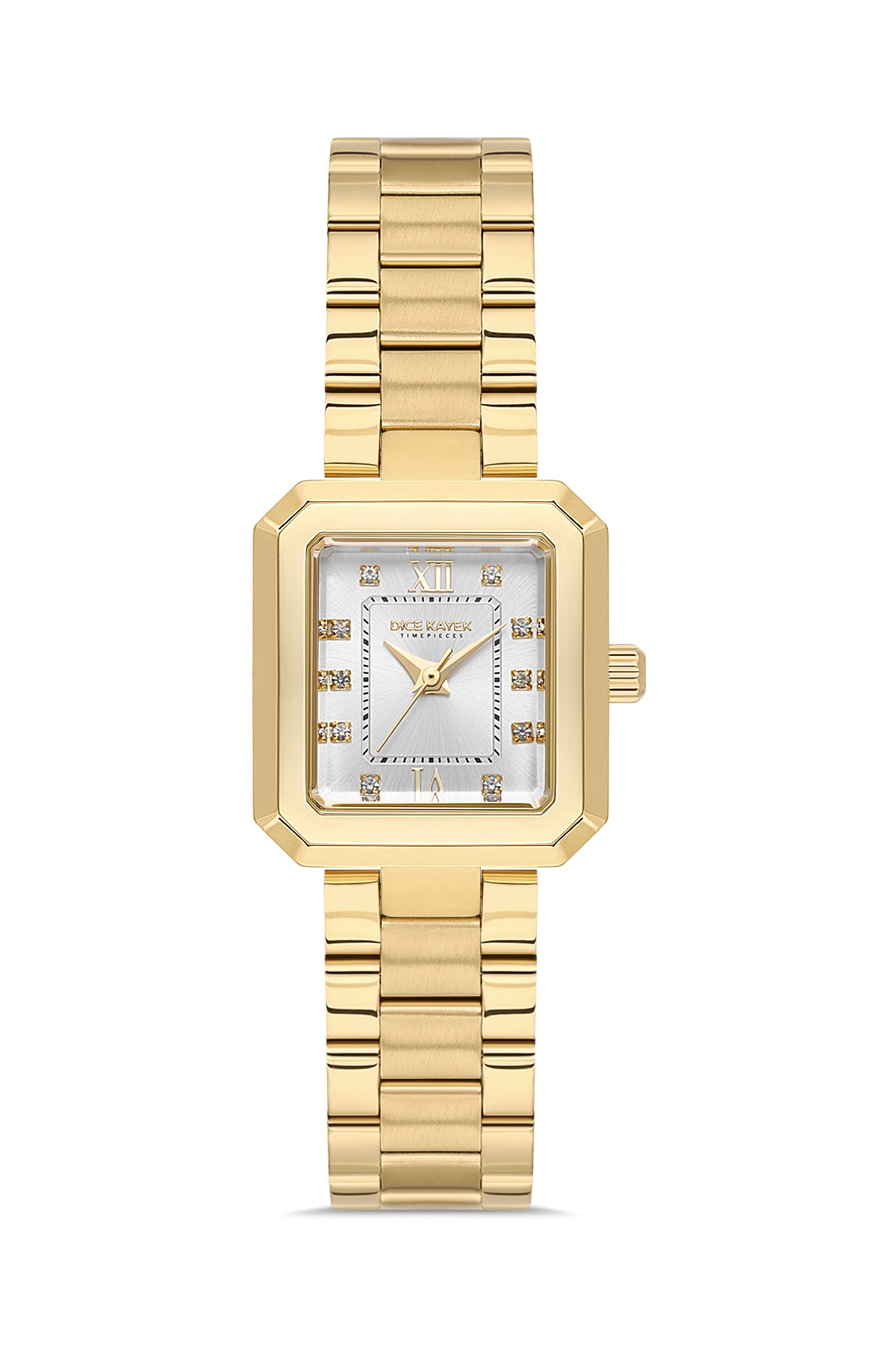 Dice Kayek AG1442.20 women's watch with silver dial, gold-tone case and stainless steel bracelet – front view