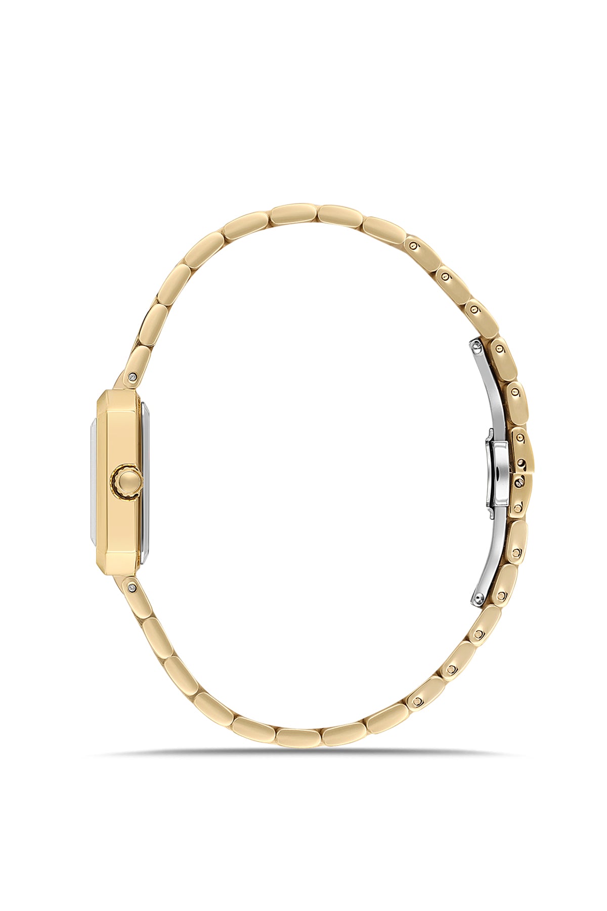 Dice Kayek AG1442.20 women's watch with silver dial, gold-tone case and stainless steel bracelet – side view