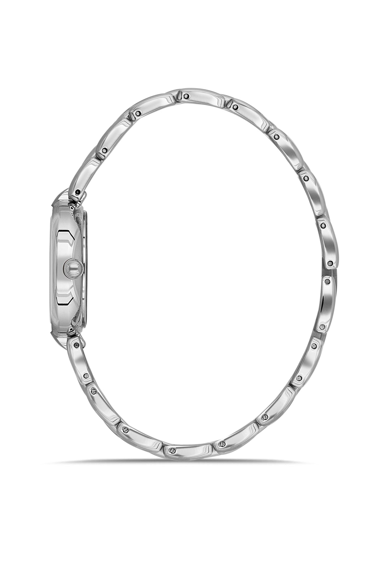 Dice Kayek AG1454.12 women's watch with black dial, silver-tone case and stainless steel bracelet – side view