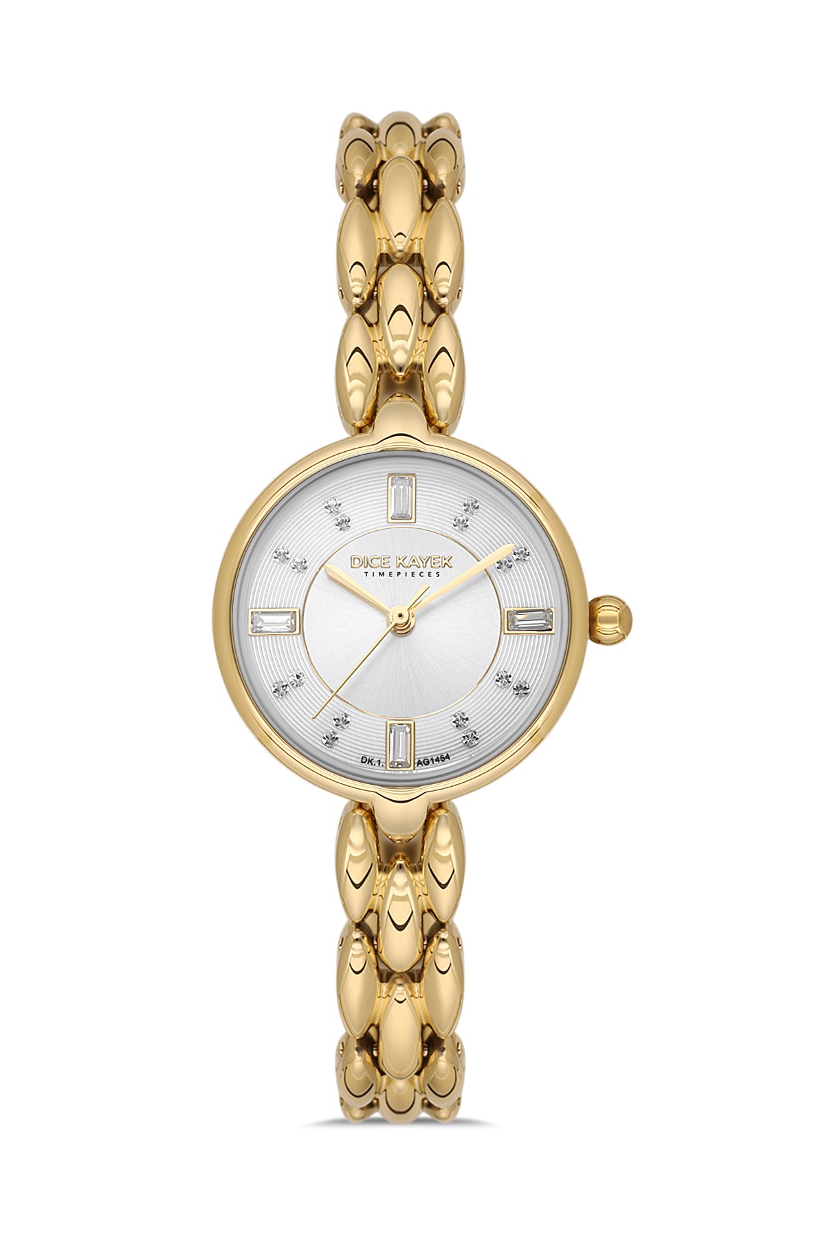 Dice Kayek AG1454.20 women's watch with silver dial, gold-tone case and stainless steel bracelet – front view