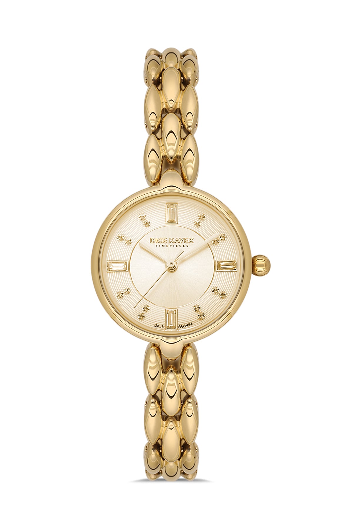 Dice Kayek AG1454.25 women's watch with gold dial, gold-tone case and stainless steel bracelet – front view