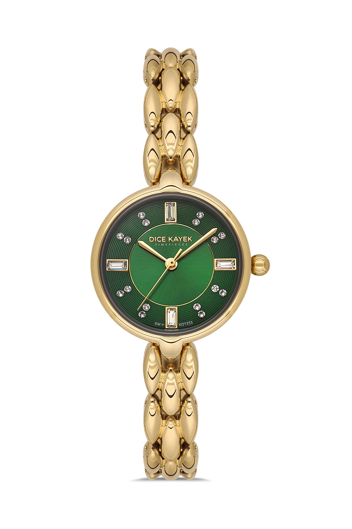 Dice Kayek AG1454.29 women's watch with green dial, gold-tone case and stainless steel bracelet – front view
