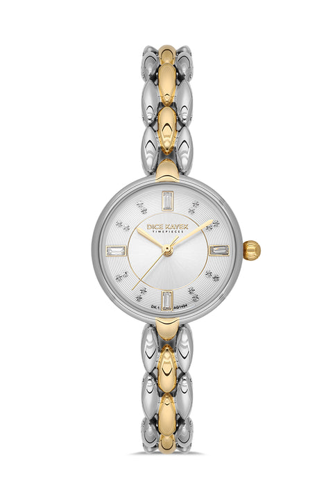 Dice Kayek AG1454.40 women's watch with silver dial, two-tone silver and gold case and stainless steel bracelet – front view