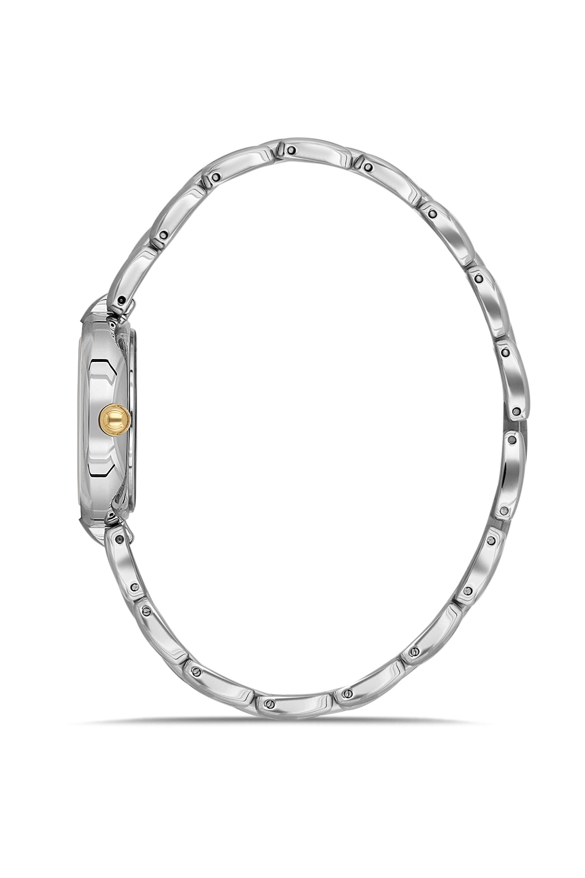 Dice Kayek AG1454.49 women's watch with green dial, two-tone silver and gold case and stainless steel bracelet – side view