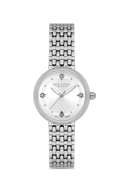 Dice Kayek AG1455.10 women's watch with silver dial, silver-tone case and stainless steel bracelet – front view