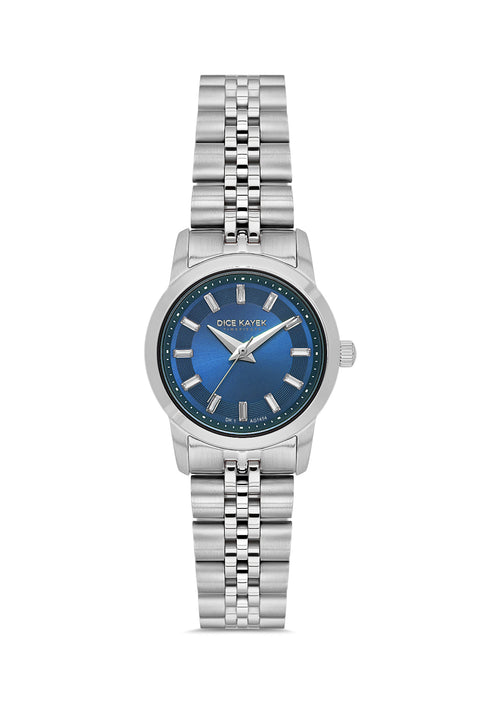 Dice Kayek AG1459.13 women's watch with blue dial, silver-tone case and stainless steel bracelet – front view