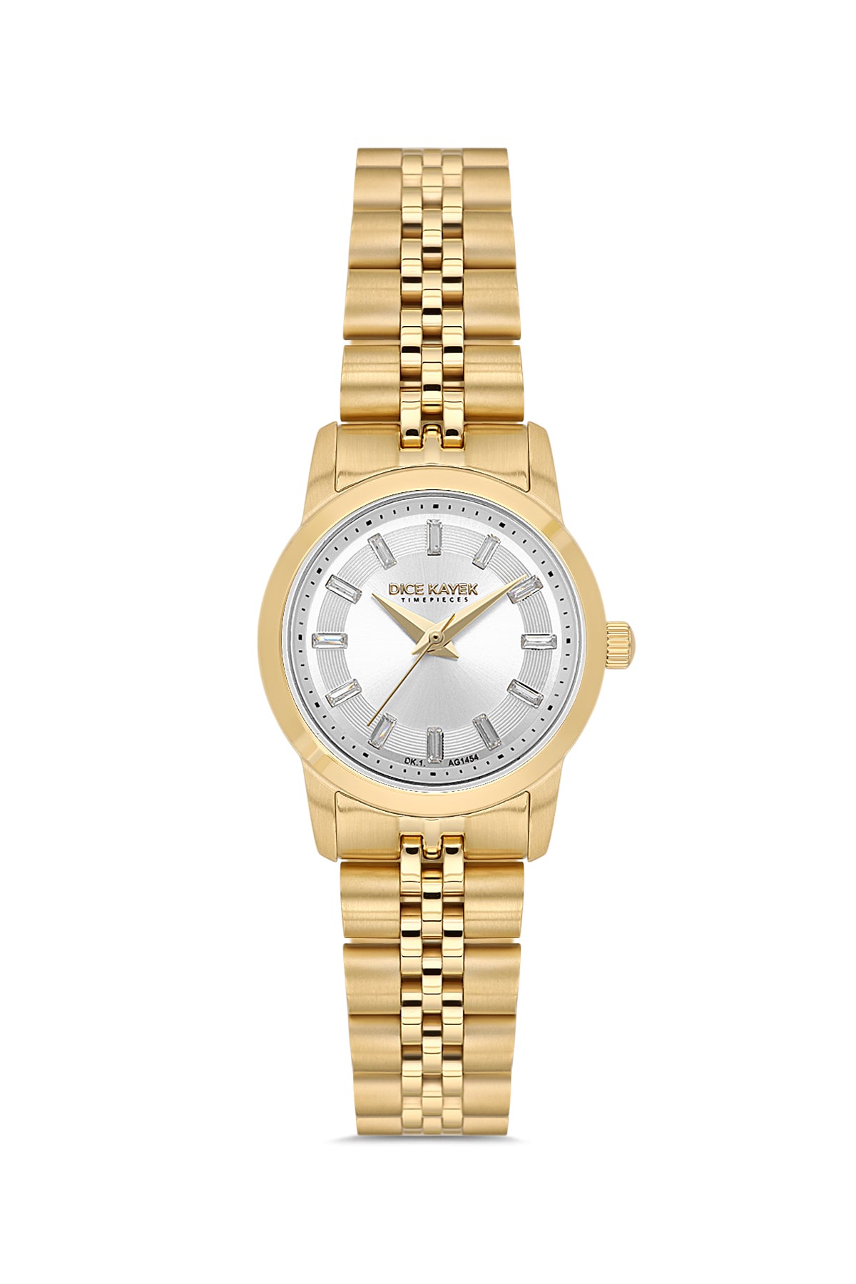 Dice Kayek AG1459.20 women's watch with silver dial, gold-tone case and stainless steel bracelet – front view