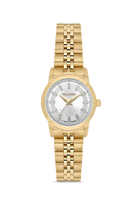 Dice Kayek AG1459.20 women's watch with silver dial, gold-tone case and stainless steel bracelet – front view