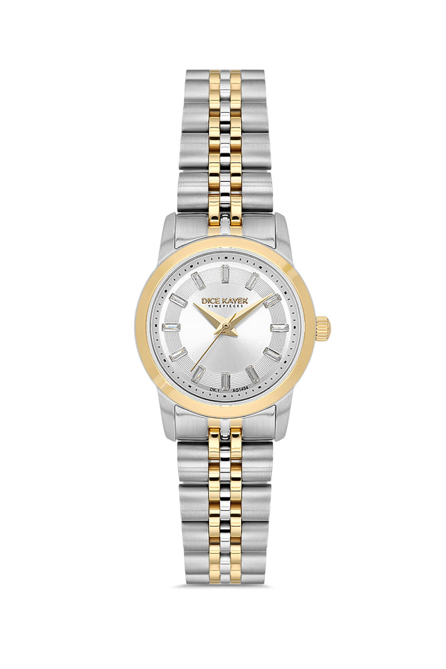 Dice Kayek AG1459.40 women's watch with silver dial, two-tone silver and gold case and stainless steel bracelet – front view