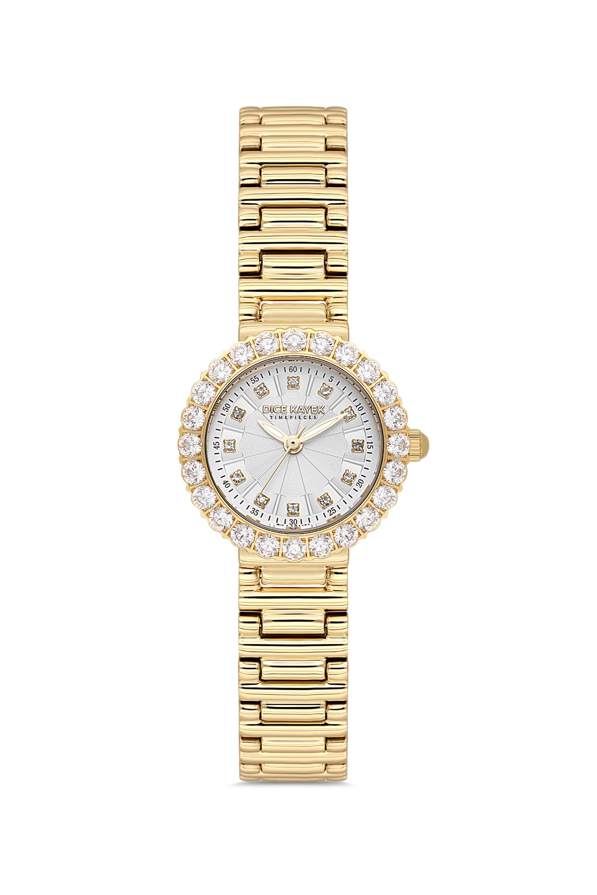Dice Kayek AG1461.20 women's watch with silver dial, gold-tone case and stainless steel bracelet – front view